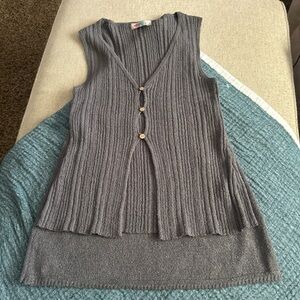 Free People Gray Ribbed Knit sweater & Skirt Set